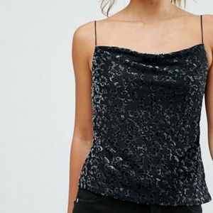 New Look Burnout Velvet Square Neck Cami sz 4